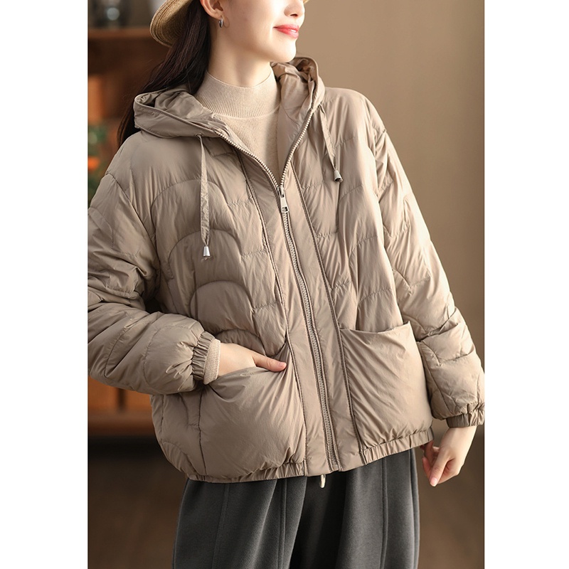 Áo khoác lông vũ dài tay KAMAKA có mũ hai túi ngang khóa kéo - NU9403