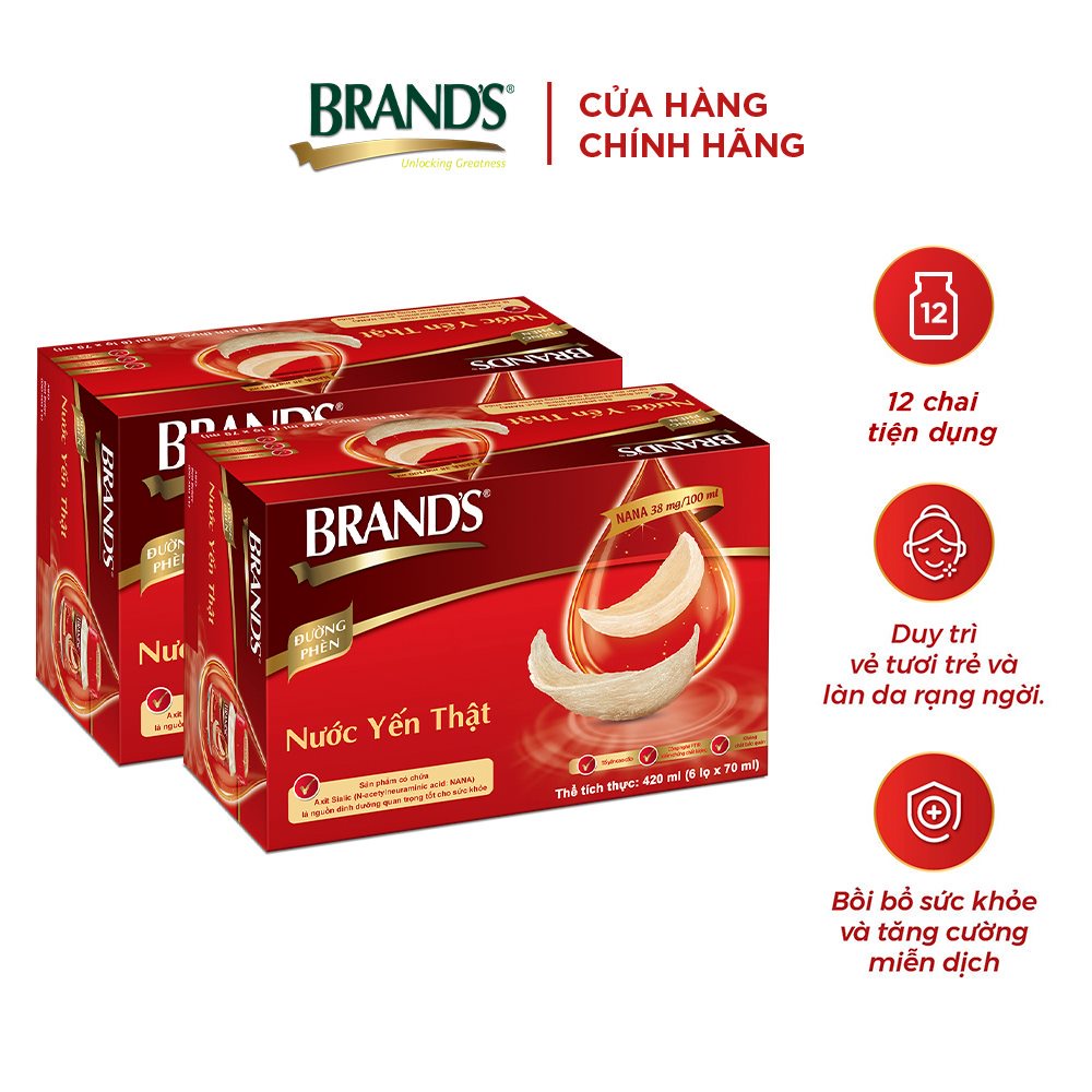 Combo 2 Nước yến thật BRAND'S Đường Phèn (70 ml x 6 lọ)