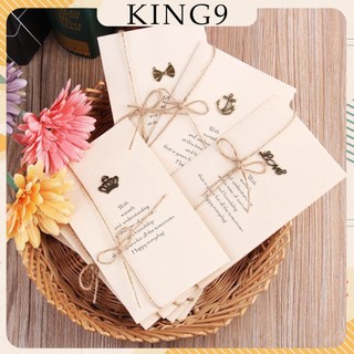 Thiệp chúc mừng sinh nhật tình nhân ngày nhà giáo 20/11 đính charm buộc dây gai retro phụ kiện quà tặng king9