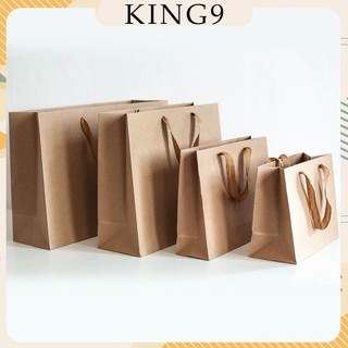 Túi quà giấy màu nâu kraft quai vải chất liệu dày có nhiều size lựa chọn phụ kiện quà tặng KING9