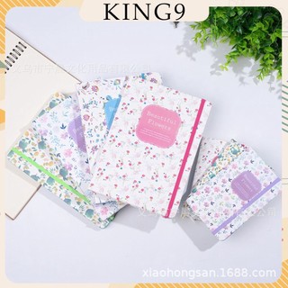 Sổ tay bìa cứng floral khóa chun, giấy kẻ ngang king9