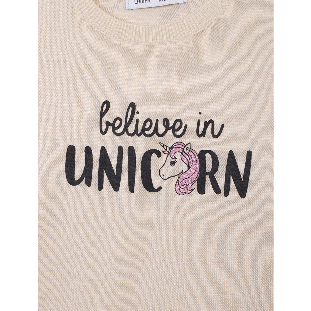 Áo len bé gái CANIFA cổ tròn dài tay in hình 1TE22W005