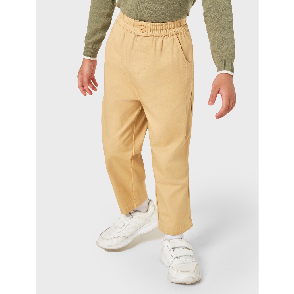 Quần khaki bé trai CANIFA chất liệu 100% cotton, cạp chun cài cúc 2BK22W002