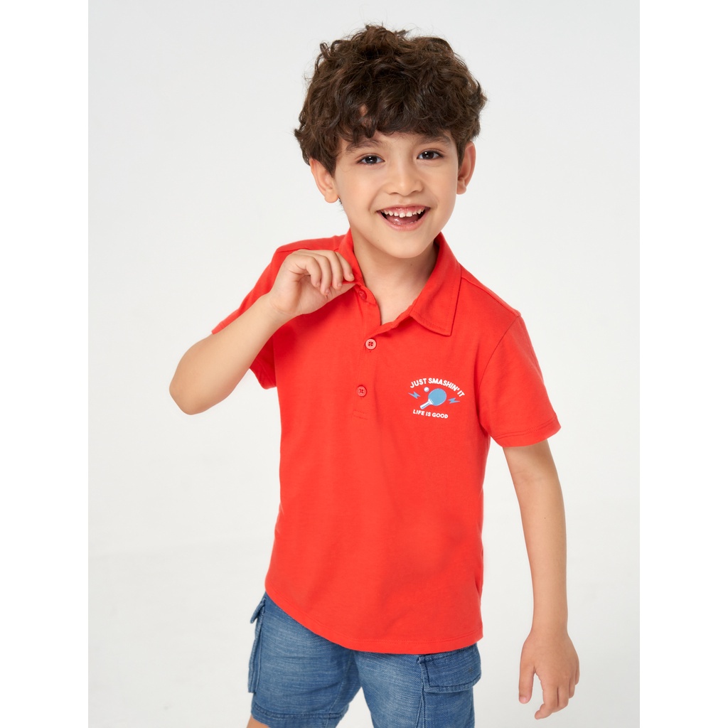 Áo polo bé trai CANIFA 100% cotton, cổ bẻ tay cộc có hình in 2TP23S003