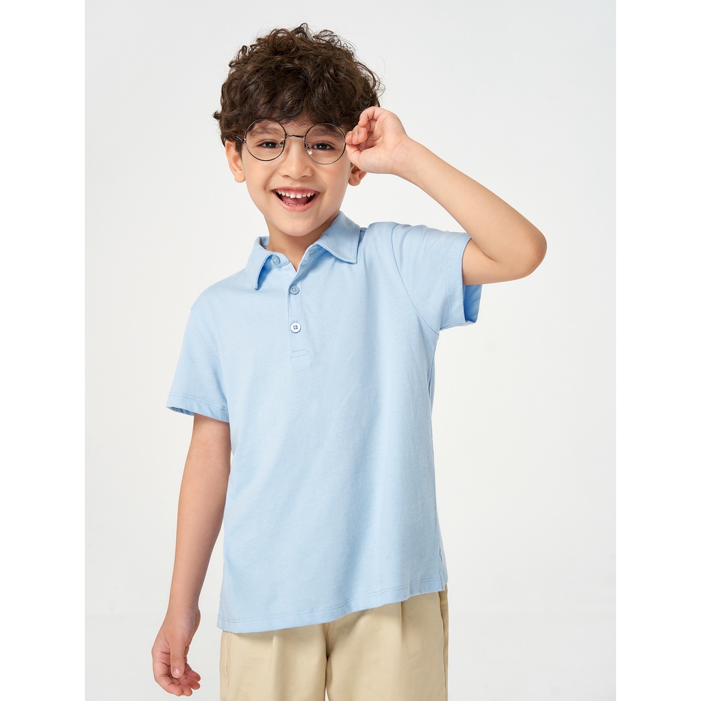 Áo polo bé trai CANIFA 100% cotton, cổ bẻ tay cộc có hình in 2TP23S003