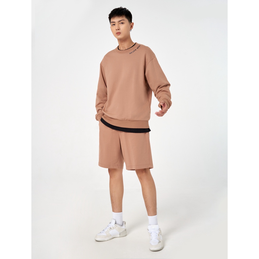 Áo nỉ nam CANIFA dài tay cổ tròn dáng basic bo gấu màu đen trắng xanh ML23 8TW22W005