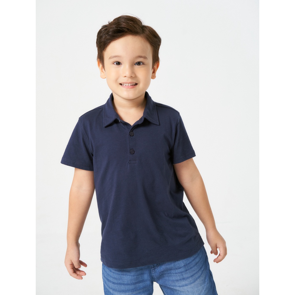 Áo polo bé trai CANIFA 100% cotton trơn cộc tay cổ bẻ 2TP22S001