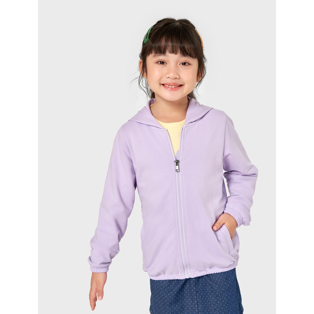 Áo khoác nỉ unisex trẻ em CANIFA có mũ dài tay bo gấu kéo khóa 3OT22W005