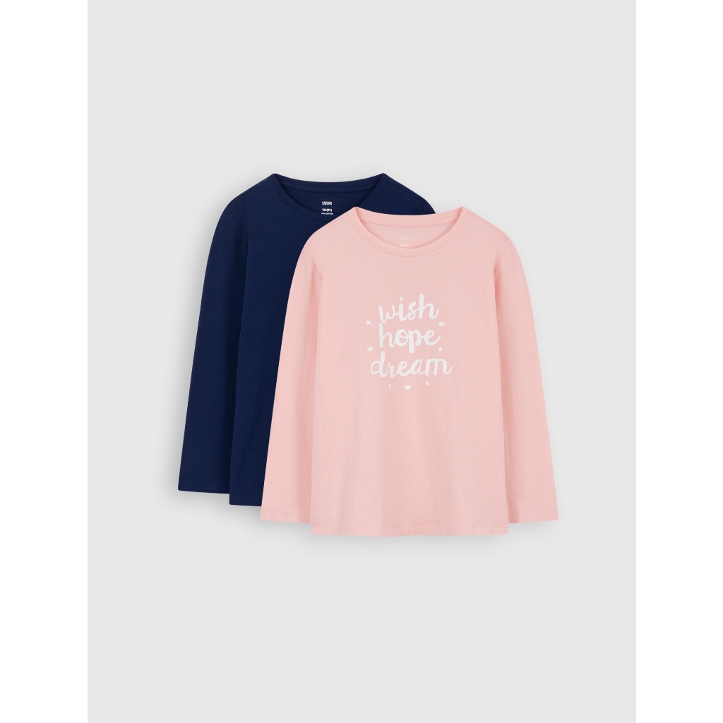 Pack 2 áo mặc nhà bé gái CANIFA chất liệu cotton ML23 1LA22W002