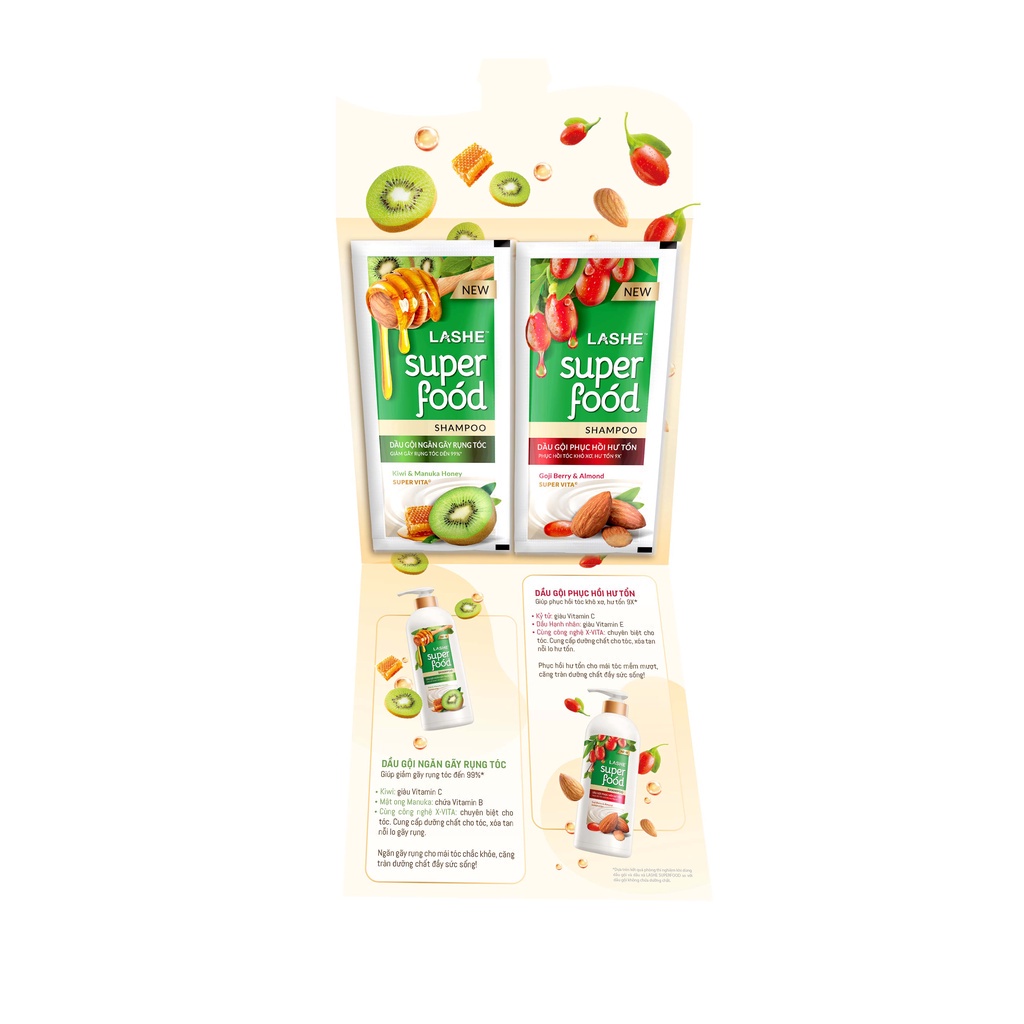 Gói dầu gội LASHE SUPERFOOD (2 gói x 6g)