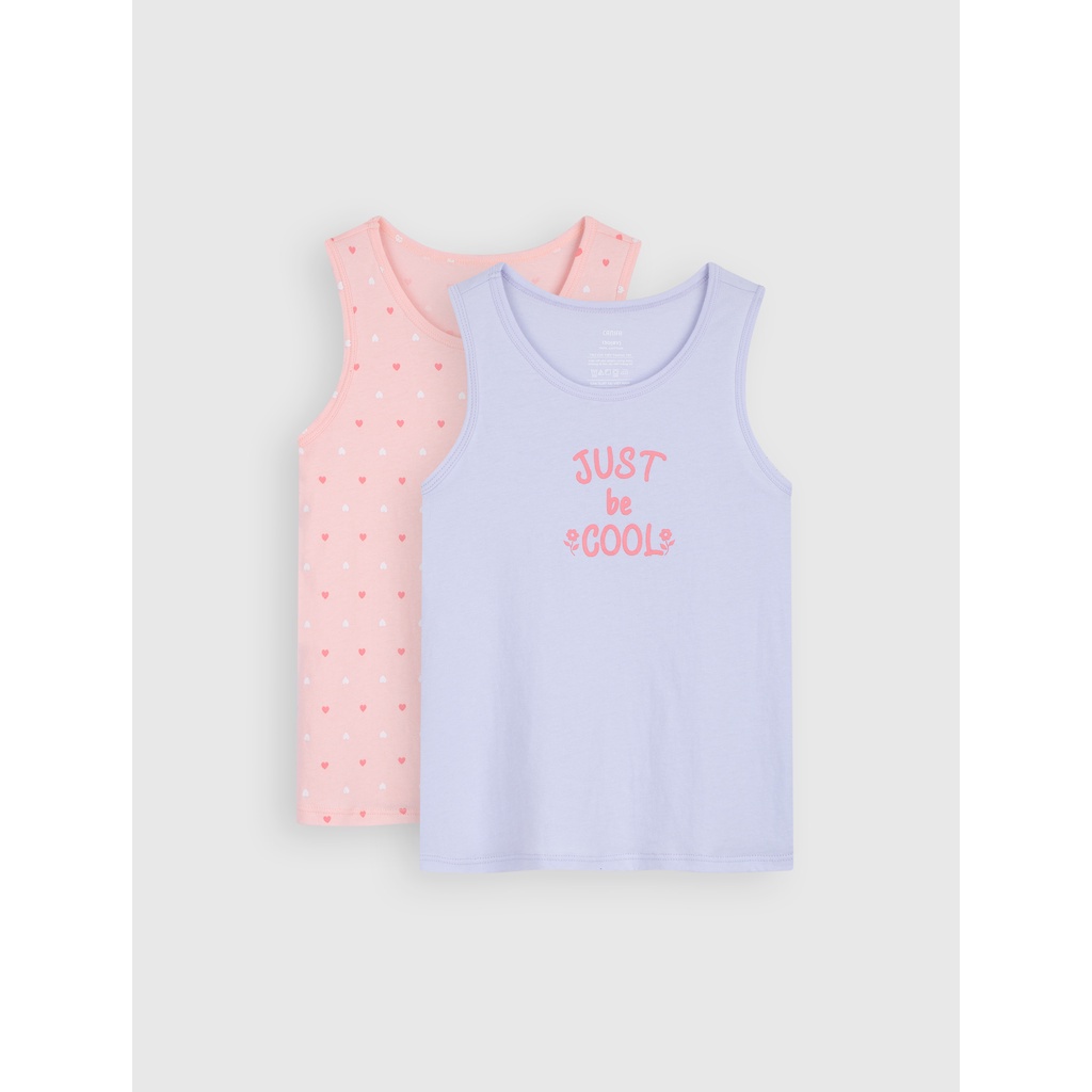 Áo bé gái CANIFA combo 2 áo ba lỗ cotton thoáng mát 1LA22S002