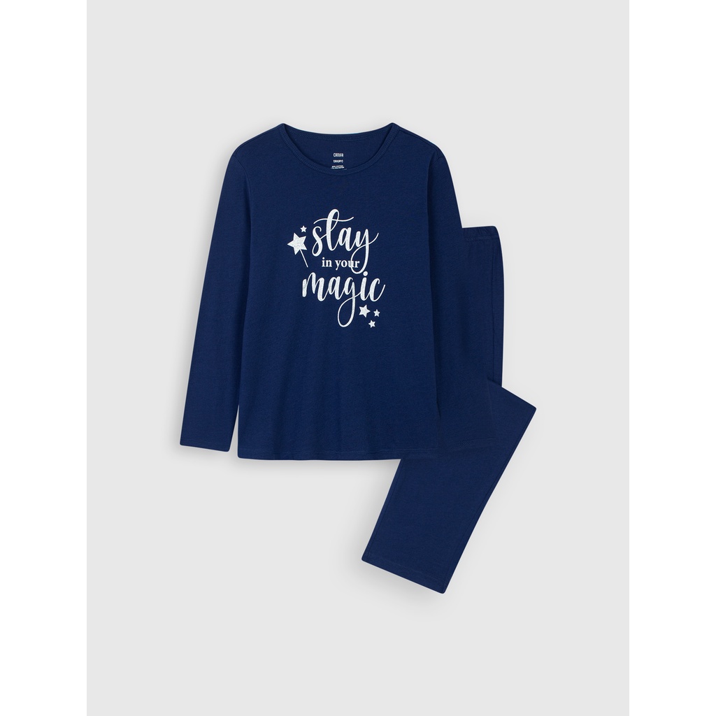 Bộ quần áo bé gái CANIFA dài tay 100% cotton cho mùa thu đông in hình dễ thương - 1LS21W020