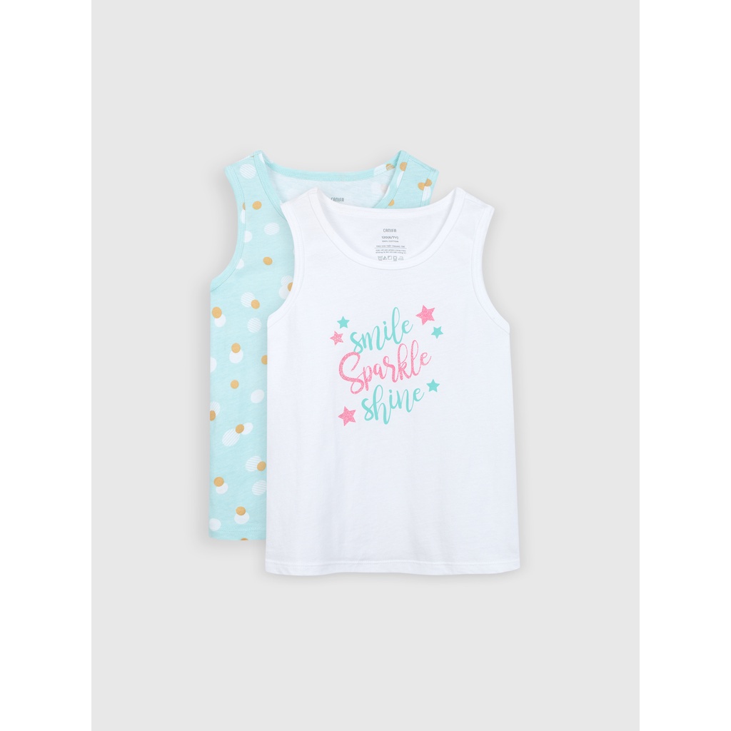 Set 02 áo ba lỗ bé gái cotton USA CANIFA - 1SA21S007