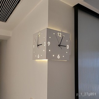 Đồng hồ treo tường hai mặt kỹ thuật số , đồng hồ kim loại có đèn, cửa đơn giản hiện đại đồng hồ led treo tường