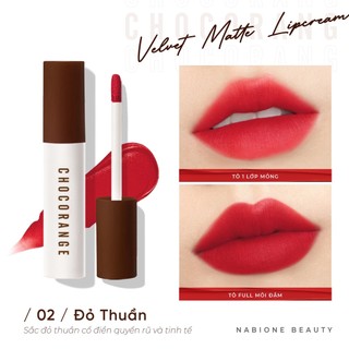 Son kem lì nhẹ môi Socola Chocorange Velvet Matte Lipcream 3g