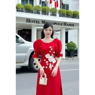 Áo dài nữ 💝FREESHIP💝 Áo dài cách tân tapta đính hoa cực xinh