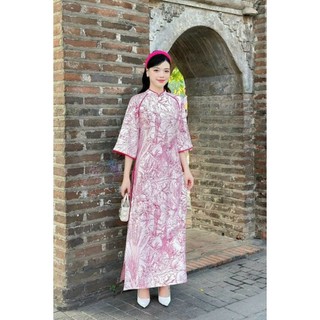 Áo dài nữ 💝FREESHIP💝 Áo dài NILEN HỌA TIẾT LẠ MẮT
