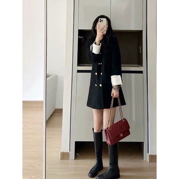 Áo dạ cổ sen phôi khuy đồng hàng L1