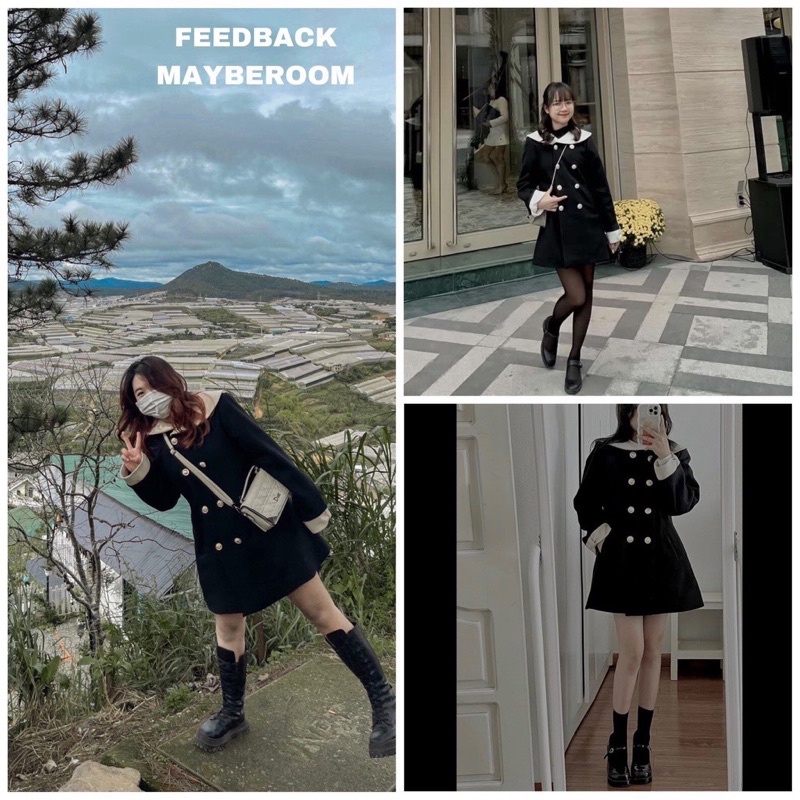 Áo dạ cổ sen phôi khuy đồng hàng L1