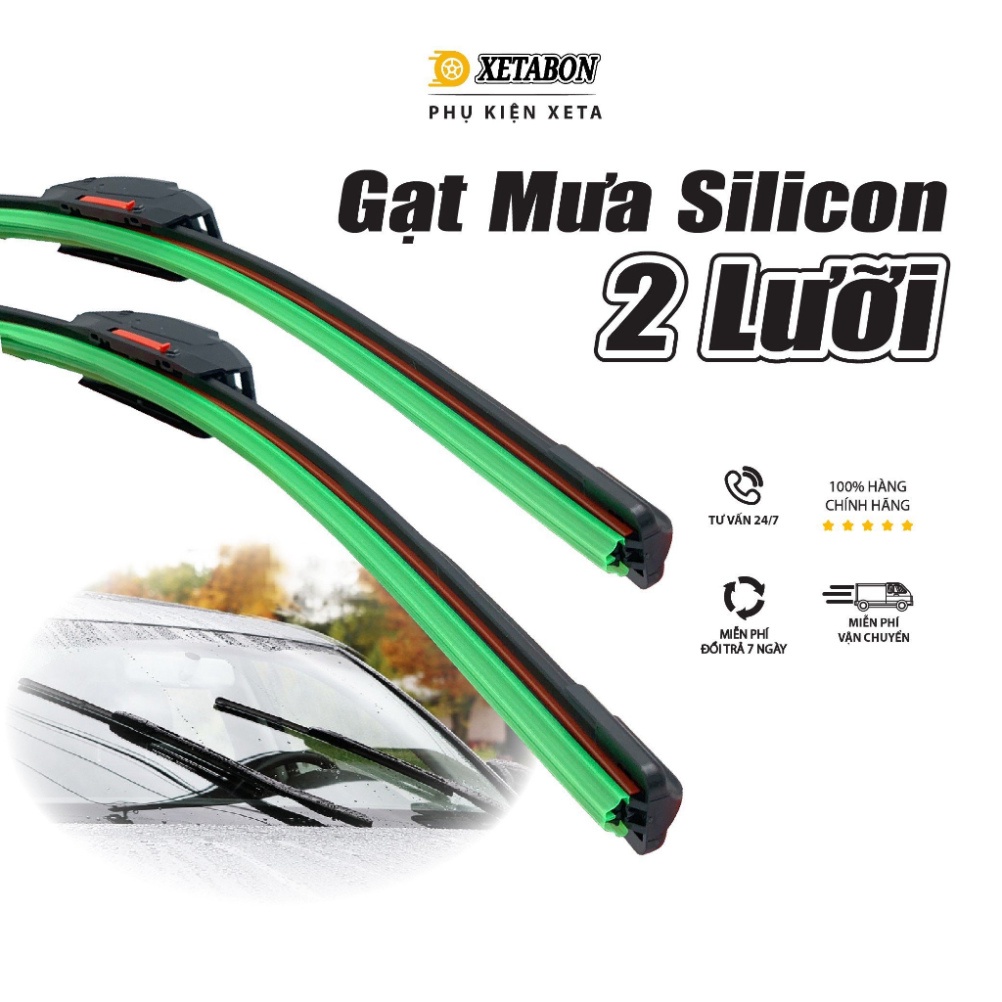 Cần Gạt Mưa Silicone Lưỡi Kép, 2 lưỡi Thế Hệ Mới - Siêu Sạch