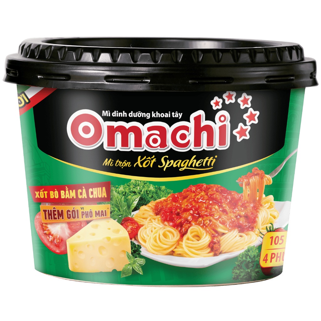 Mì Omachi Trộn Xốt Spaghetti Tô - Combo 6 Tô x 105g