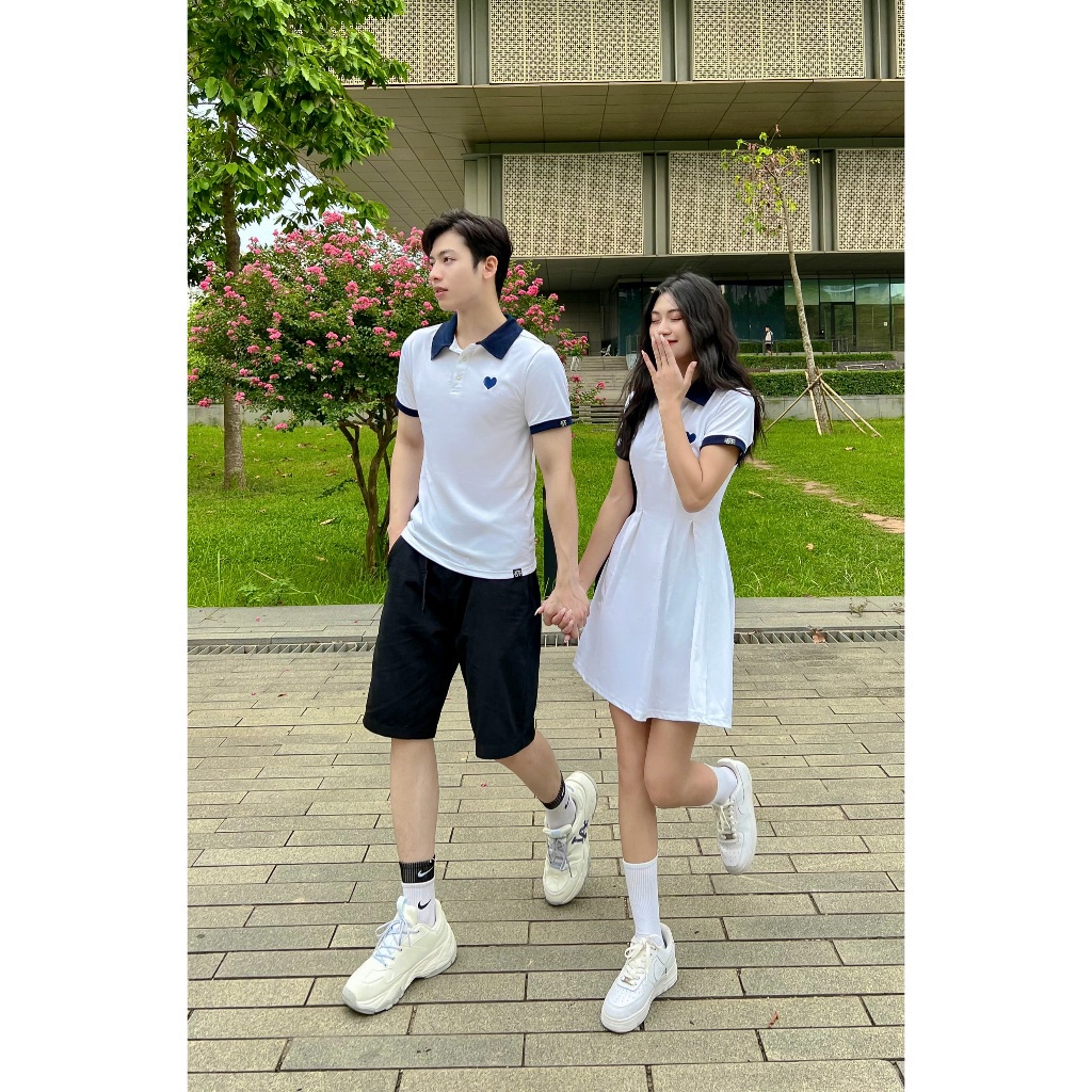 Đồ đôi polo dành cho couple SMALL THINGS ST áo nam polo và váy đầm nữ polo hình thêu trái tim Heart Embroider Polo 01
