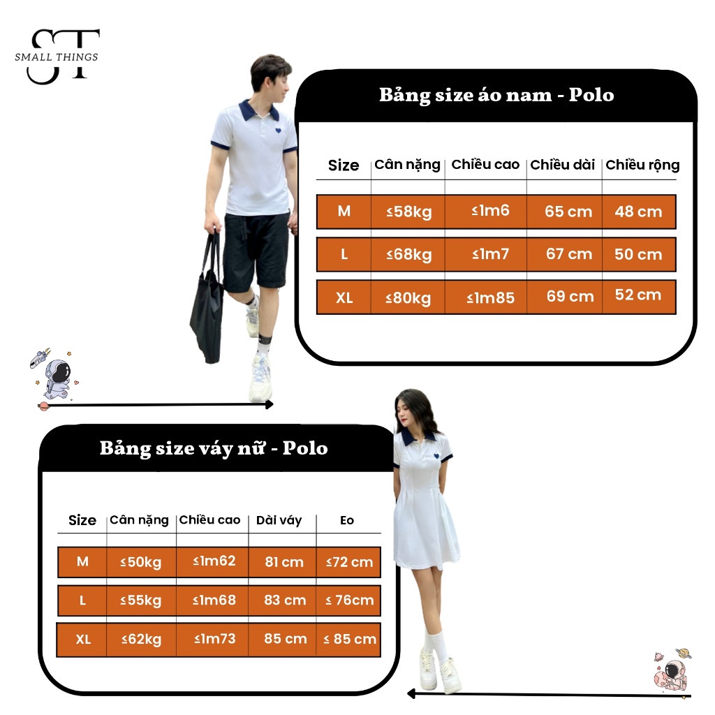 Đồ đôi polo dành cho couple SMALL THINGS ST áo nam polo và váy đầm nữ polo hình thêu trái tim Heart Embroider Polo 01