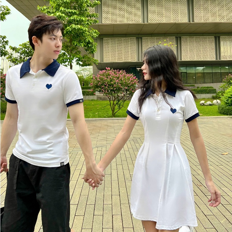 Đồ đôi polo dành cho couple SMALL THINGS ST áo nam polo và váy đầm nữ polo hình thêu trái tim Heart Embroider Polo 01