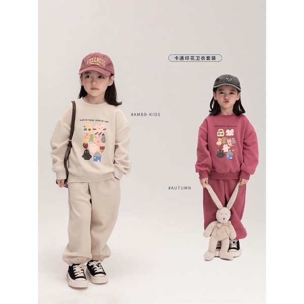 Bộ nỉ 2 màu bé gái