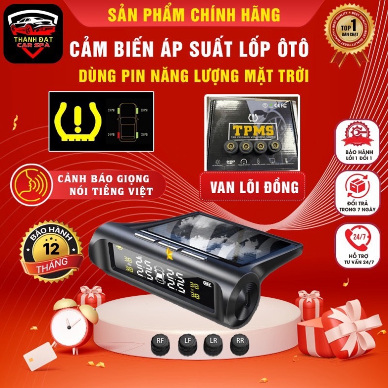 Cảm biến áp suất lốp ô tô TPMS màn hình led màu  - cảm biến áp suất lốp van ngoài TPMS