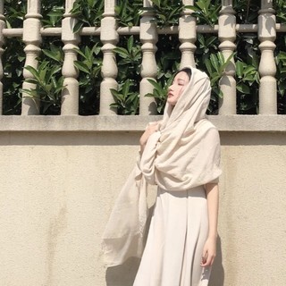 Zhixun Khăn Choàng cotton Lanh Màu Trơn Phong Cách fei huifeng Mới Dễ Phối Đồ