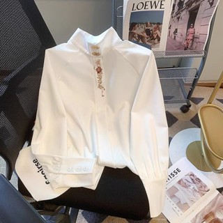 Áo Sơ Mi Hán Phục Tay Dài Cổ Đứng Thêu Hình Ngựa Phong Cách Trung Hoa Đơn Giản Thời Trang Mùa Thu Cao Cấp Dành Cho Bạn Nữ