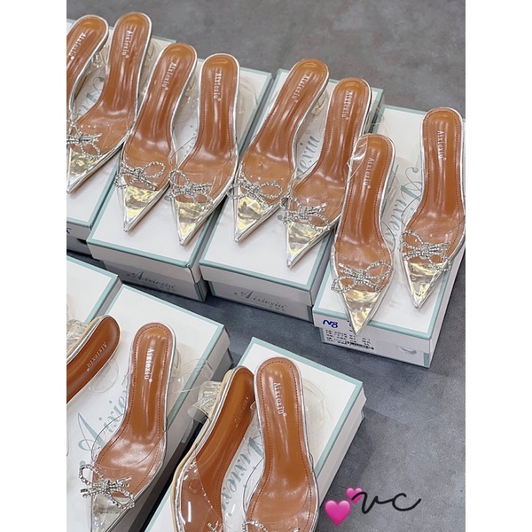 ] Giày mũi nhọn quai trong gót 3p nơ đá