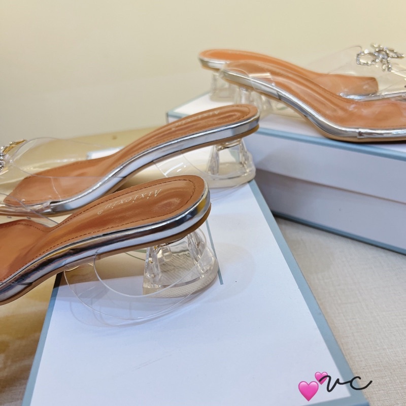 ] Giày mũi nhọn quai trong gót 3p nơ đá