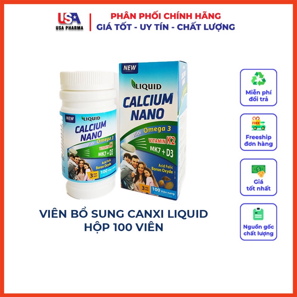 (100 viên) Liquid Calcium Nano With Omega 3 Mediphar Bổ Sung Canxi Nano D3 Vitamin K2 (Mk7) Omega 3