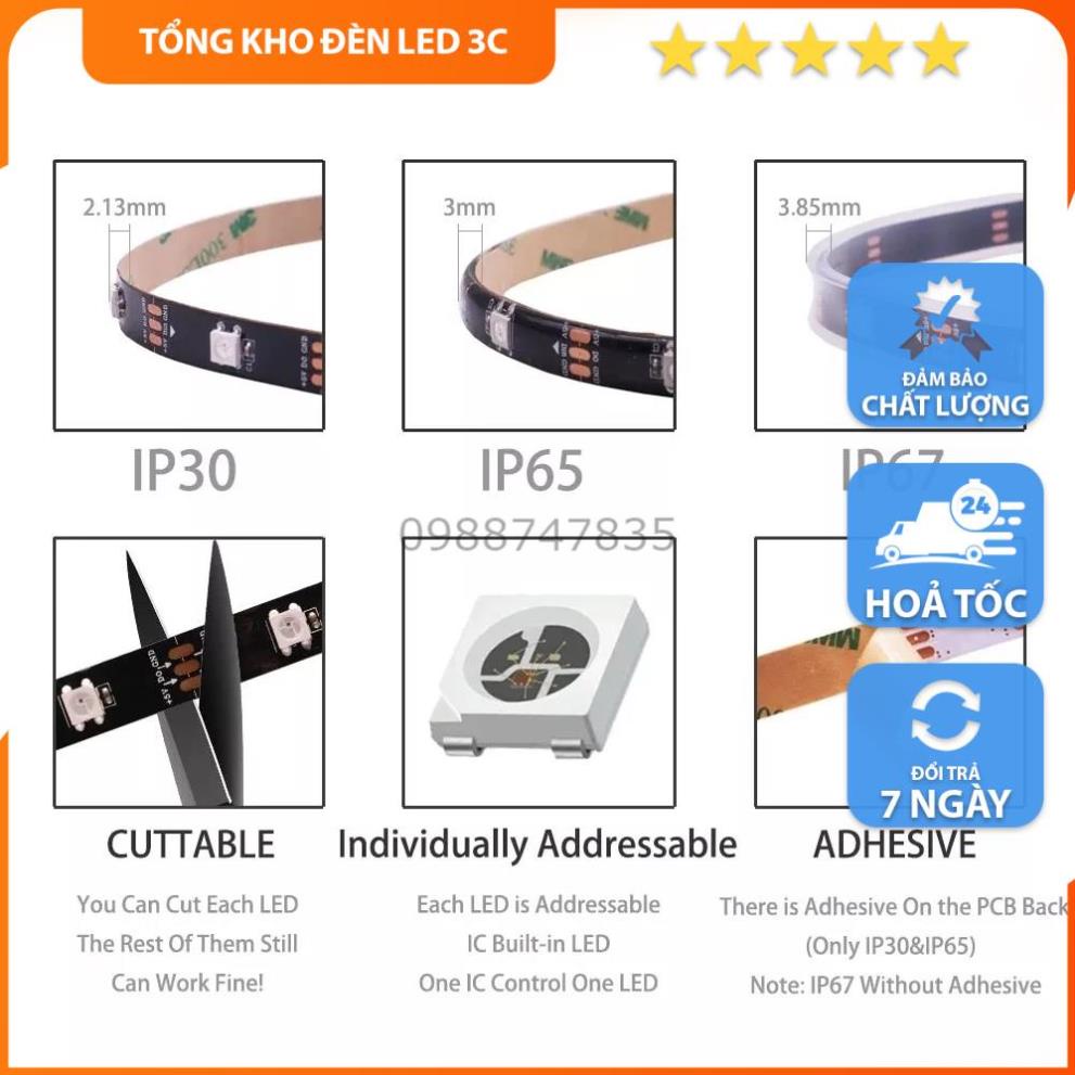 Đèn Led WS2812B ARGB 5V 30led/m full màu, LED ARGB Led đuổi - T.KHO LED 3C