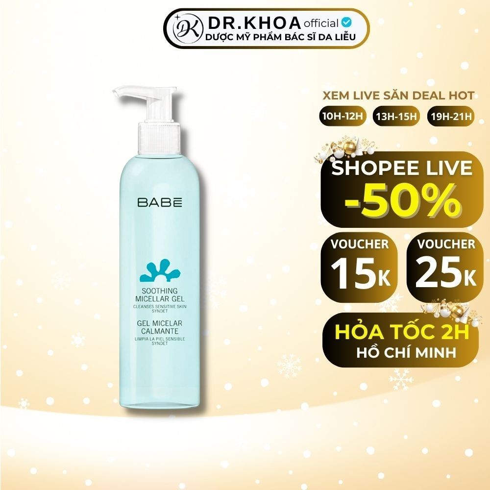 Gel Rửa Mặt & Tẩy Trang Dạng Gel BABE - BABÉ Micellar Gel 240ml Phù Hợp Da Nhạy Cảm