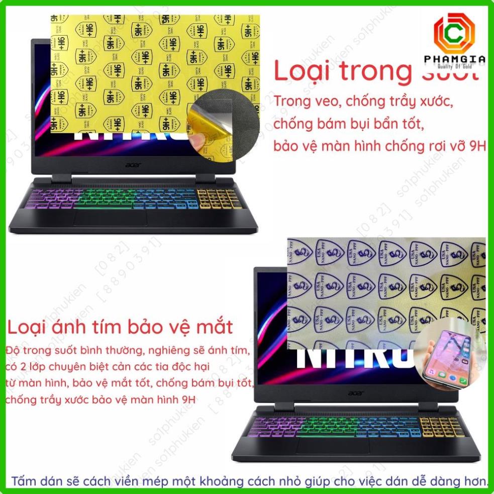 Dán màn hình cường lực laptop Acer Nitro 5 Tiger AN515/ AN517/Eagle nano dẻo siêu mỏng trong suốt, nhám, chống nhìn trộm