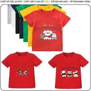 Áo thun unisex good friend kids happy phông đỏ tay ngắn nam nữ trẻ em trai gái aomivn