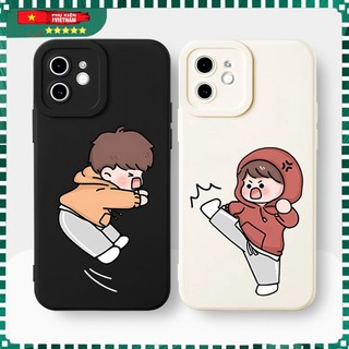 Ốp lưng đen chống bẩn ngộ nghĩnh độc lạ hoạt hình cặp đôi dễ thương đẹp mềm Cho iPhone 15 14 13 12 11 Pro Max SE 2020