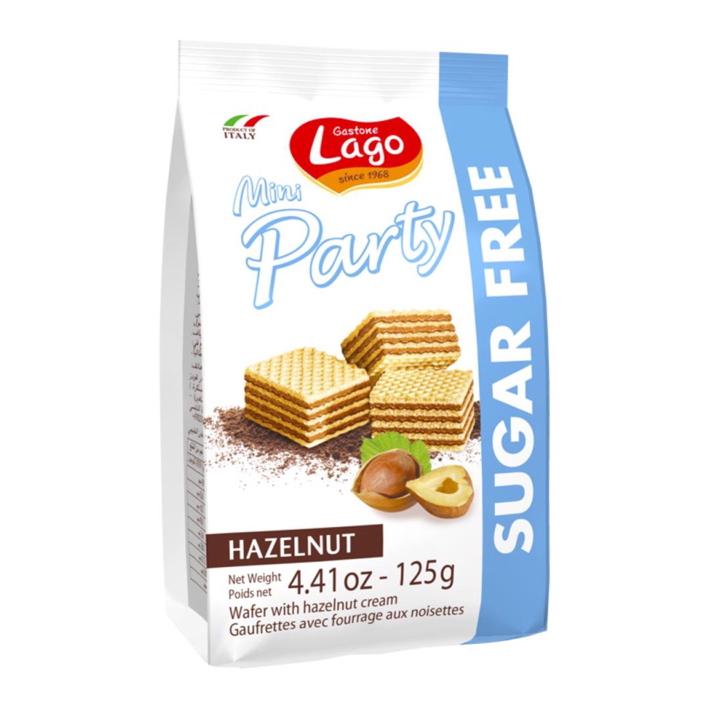 Bánh Xốp Kem Hạt Phỉ Không Đường, Mini Party, Hazeltnut Wafer, Sugar Free, 4.41 oz  - LAGO