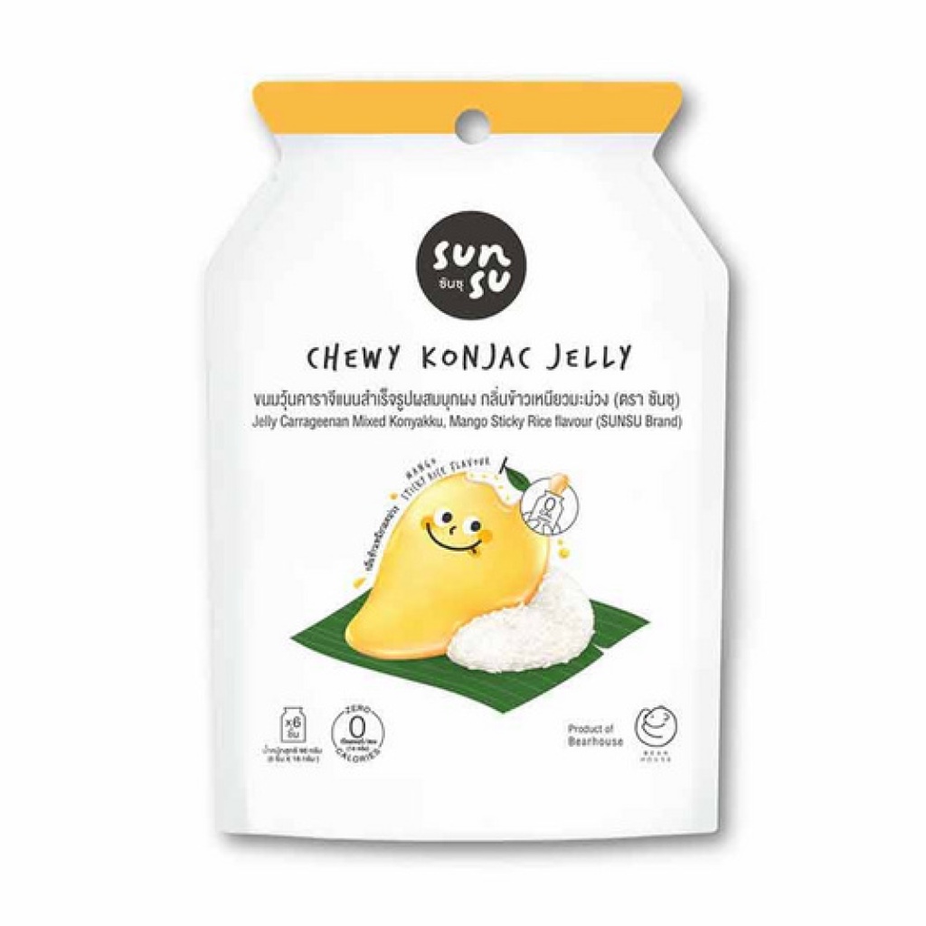 Thạch Vị Xôi Xoài, Chewy Konjac Jelly, Mango Sticky Rice, 0 Calories, 6 Cái  - SUNSU