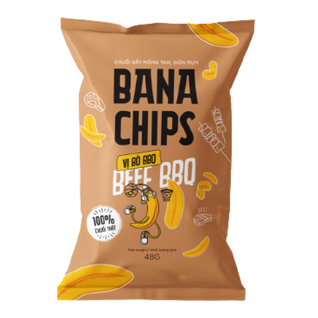 Chuối Sấy Mỏng Giòn Vị Bò BBQ, Banana Chips, Beef BBQ  - BANA CHIPS