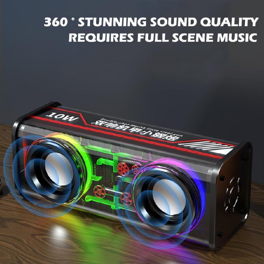 Loa bluetooth không dây V8 trong suốt đèn led 7 màu nhảy theo nhạc sạc pin bass mạnh nghe nhạc hay