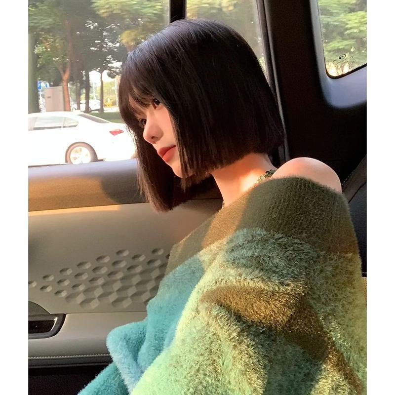 Áo sweater Dày Dặn Một Bên Vai Màu gradient Thời Trang Thu Đông Cho Nữ