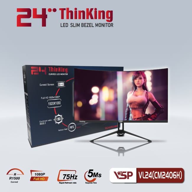 Màn hình cong VSP VL24 | 24 inch | CM2406H | 12ms | 75Hz