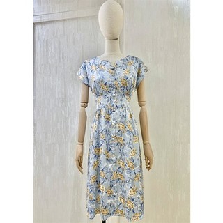 Váy Lụa Xanh Cúc Bọc Ly Bui AT35SX