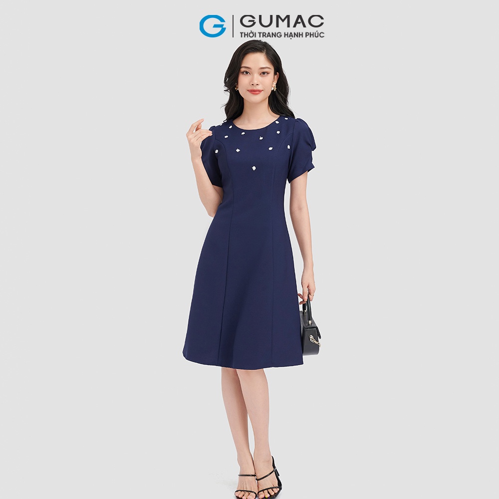 Đầm hoa đính ngực thời trang GUMAC DC08030