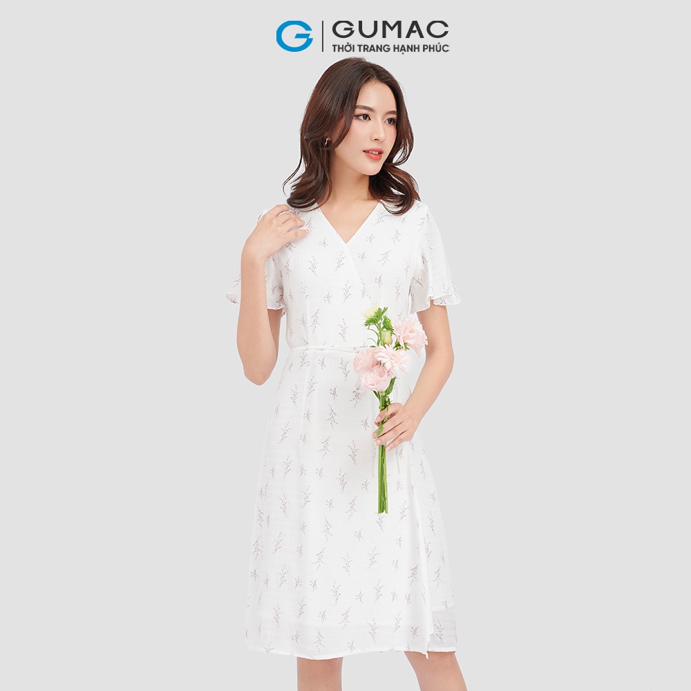 Đầm cổ tim xẻ tùng GUMAC LD0915