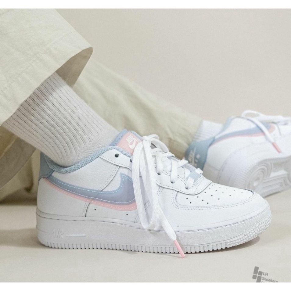 Giày Air Force 1 Low LV8 Double Swoosh Light Armory Blue, Giày AF1 LV8 Xanh Hồng Cho Nữ Full Bill Box LEMON STORE